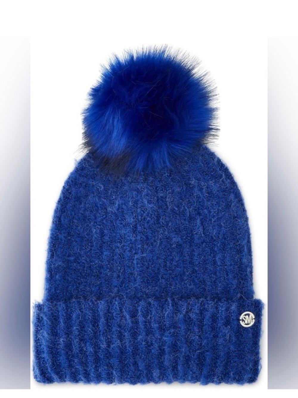 STEVE MADDEN Women's Heathered Rib Knit Beanie, Coblat Blue, One Size